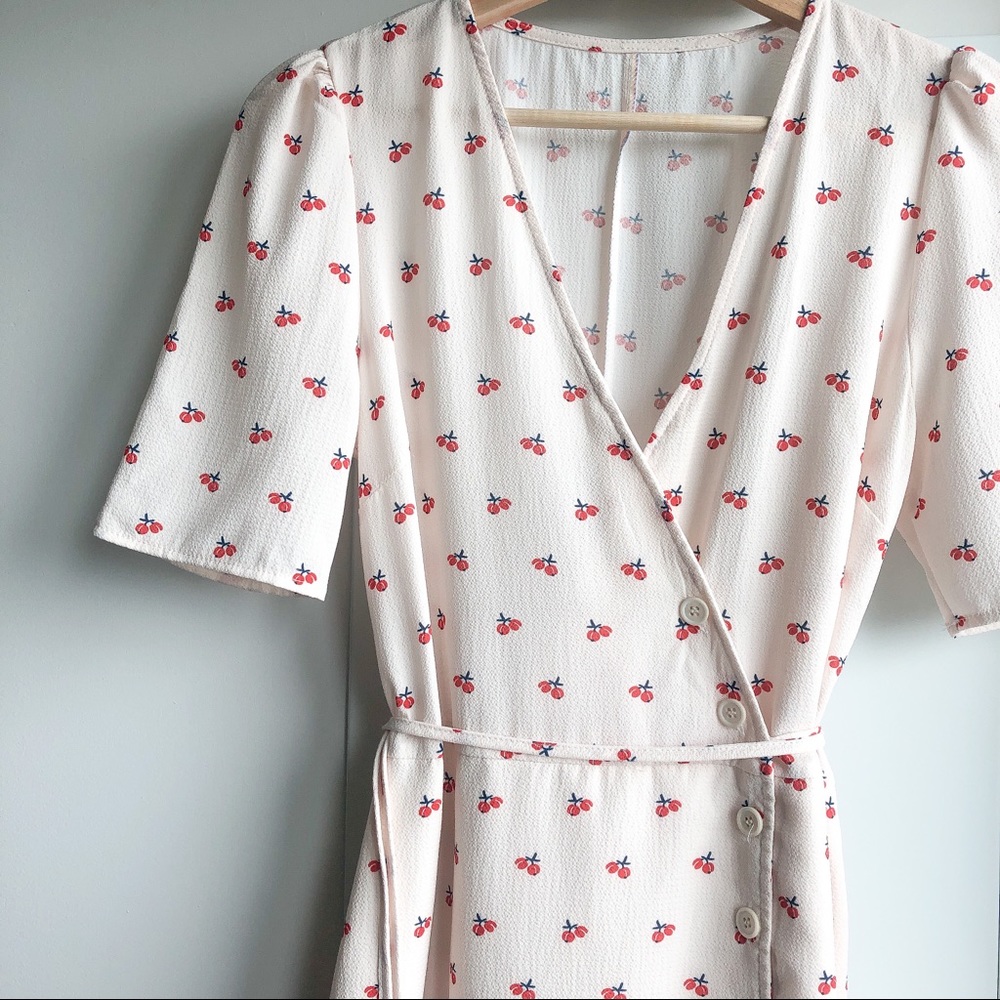 Cherry print wrap dress